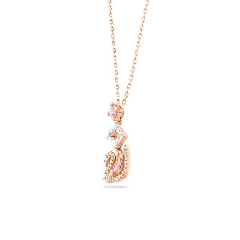 Swarovski Swan Crystal Motif Pink Rose Gold Plated Pendant