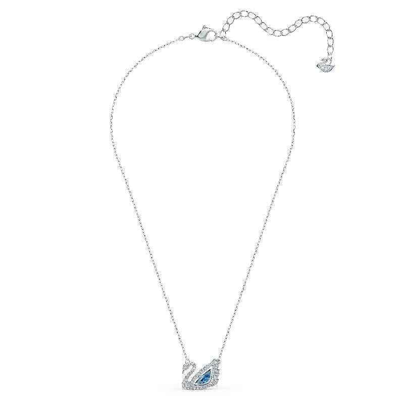 Swarovski Swan Dancing Swan Blue Rhodium Plated Necklace