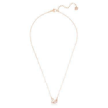 Swarovski Swan Women's Necklace Pink Crystal 18K Rose Gold Finish