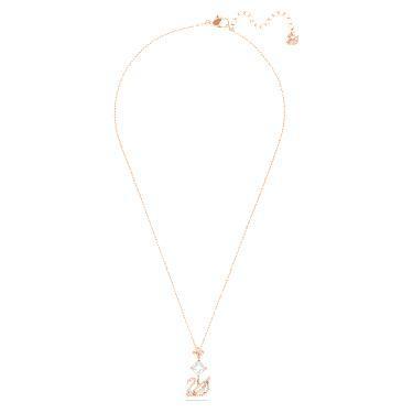 Swarovski Swan Women's Necklace Pink Crystal 18K Rose Gold Finish
