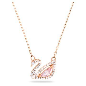 Swarovski Swan Women's Necklace Pink Crystal 18K Rose Gold Finish