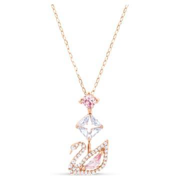 Swarovski Swan Women's Necklace Pink Crystal 18K Rose Gold Finish