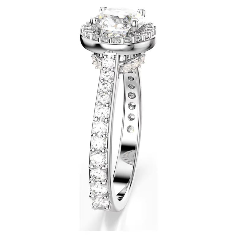 Swarovski Una Angelic Cocktail Round Cut White Silver-Tone Ring