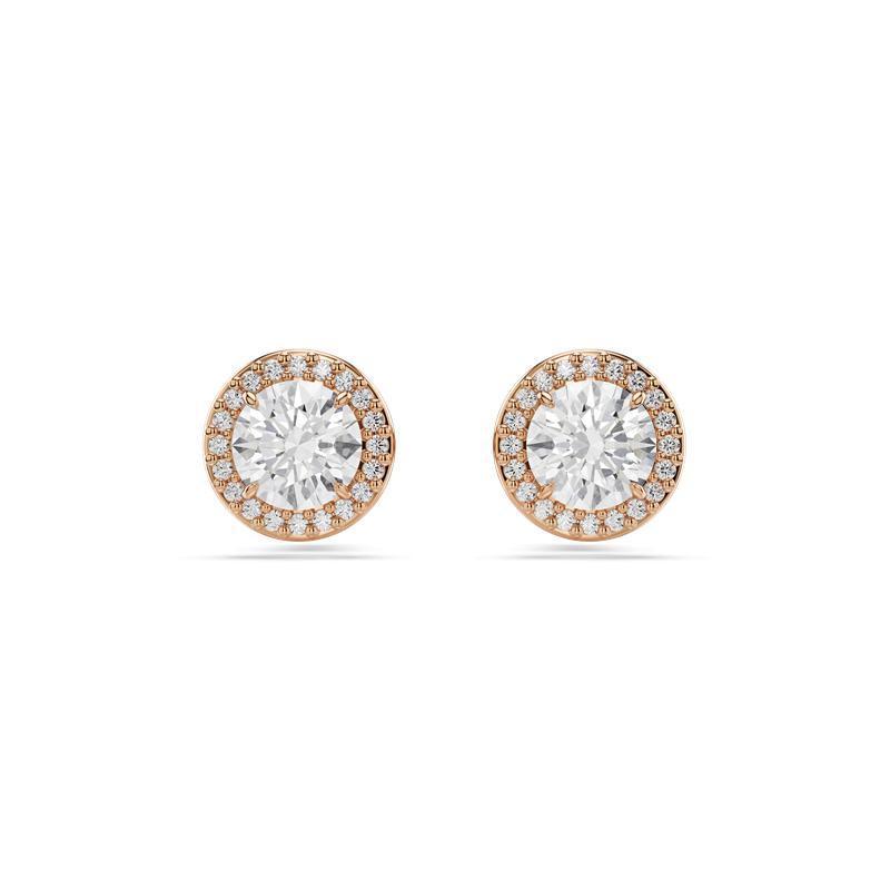Swarovski Una Angelic Pavé Round Cut White Rose Gold-Tone Stud Earrings