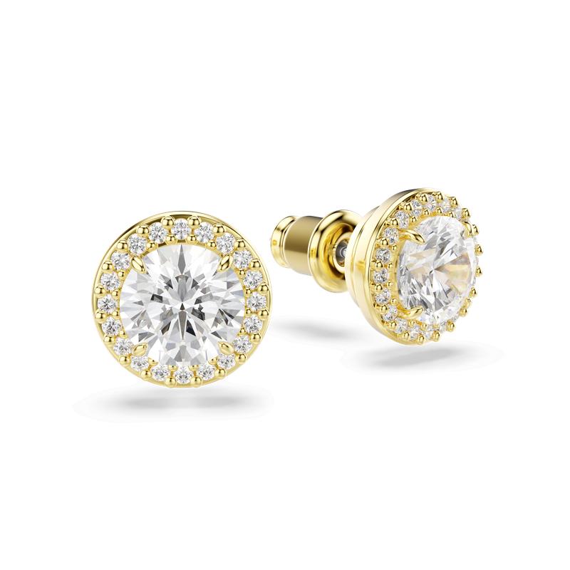 Swarovski Una Angelic Round Cut Gold Plated Stud Earrings