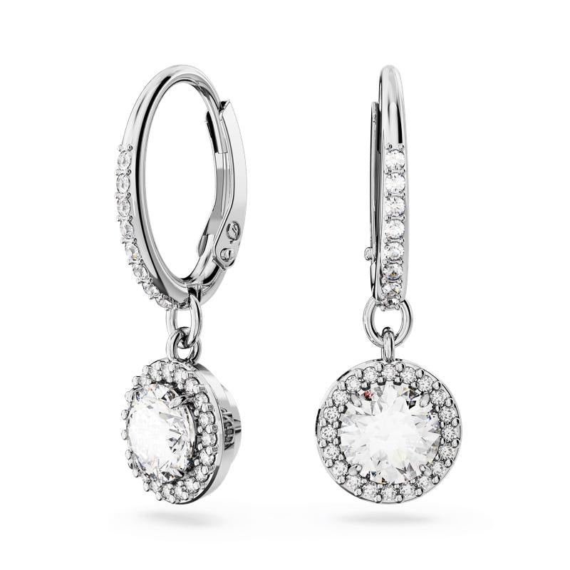 Swarovski Una Angelic Round Cut Pavé White Rhodium Drop Earrings
