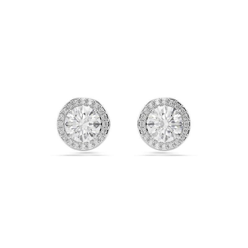 Swarovski Una Angelic Round Cut Pavé White Rhodium Plated Stud Earrings