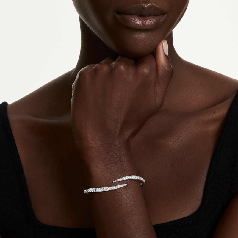 Swarovski Vienna Round Cut White Rhodium Plated Open Bangle