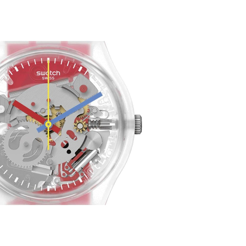 Swatch CLEARLY RED STRIPED Watch GE292