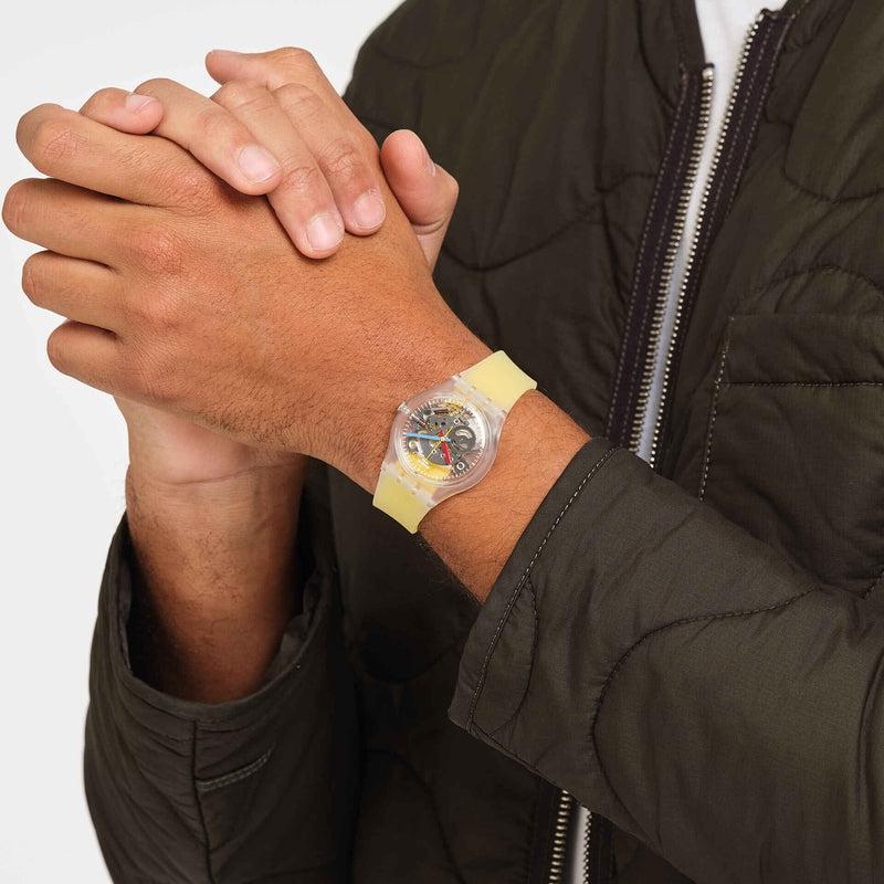 Swatch CLEARLY YELLOW STRIPED Watch GE291