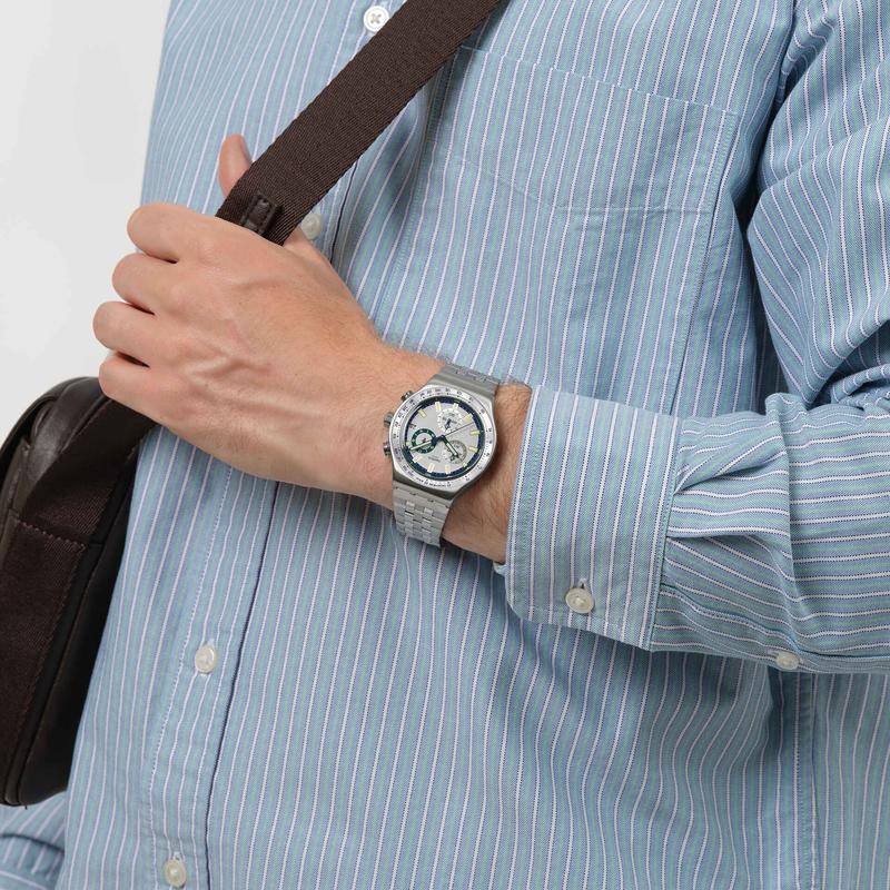 Swatch Midnight in the Mirror Chronograph Watch | Stainless Steel
