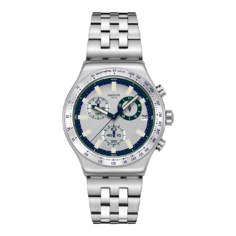 Swatch Midnight in the Mirror Chronograph Watch | Stainless Steel