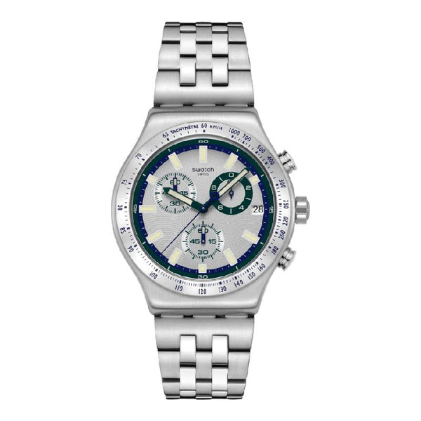 Swatch Midnight in the Mirror Chronograph Watch | Stainless Steel