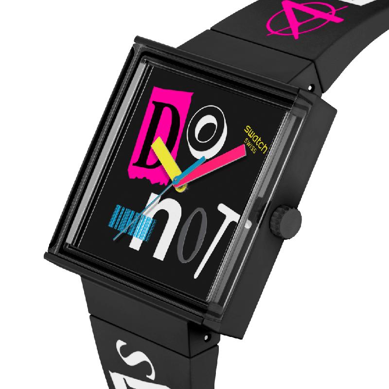 Swatch Pierced Edge Black Bioceramic Watch SO34B100
