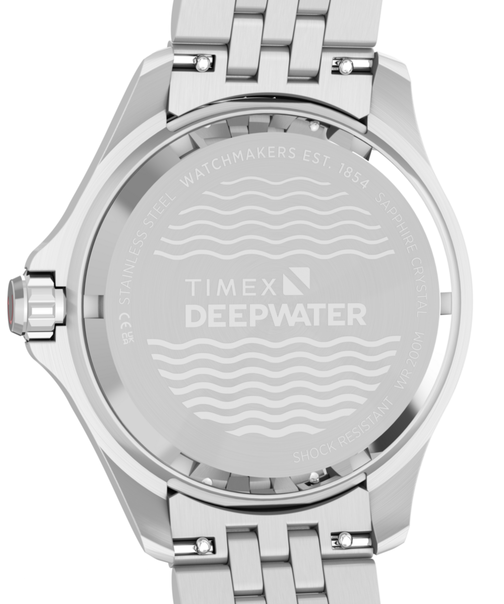 Timex Deepwater Meridian 200 Automatic GMT Stainless Steel Bracelet Watch Blue Dial