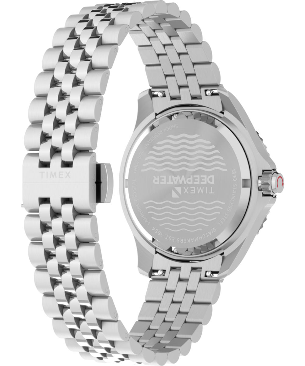 Timex Deepwater Meridian 200 Automatic GMT Stainless Steel Bracelet Watch Green Dial