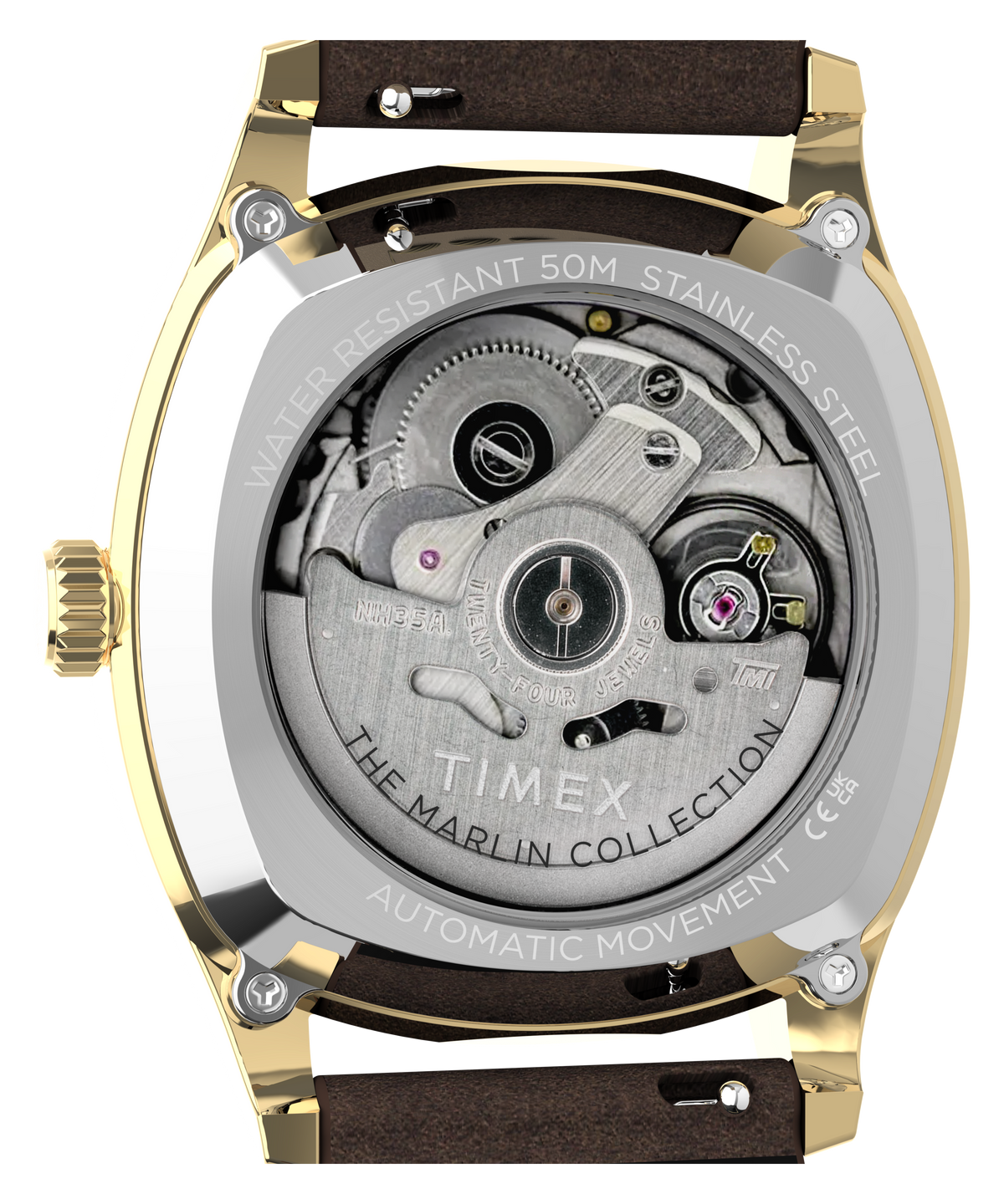 Timex Marlin Chatham Automatic Leather Strap Watch Black Dial