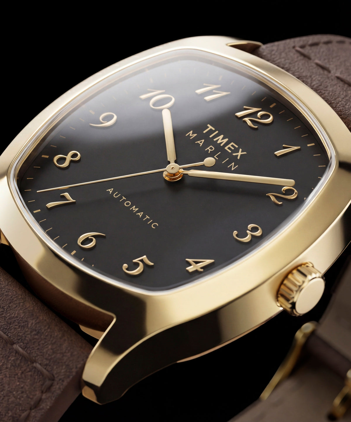 Timex Marlin Chatham Automatic Leather Strap Watch Black Dial