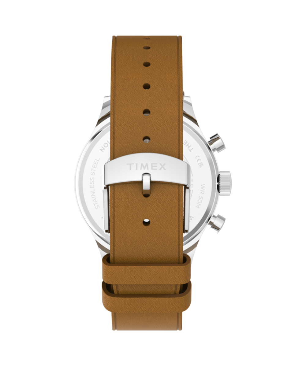 Timex Weekender New England Chronograph Leather Strap Watch Cream Dial