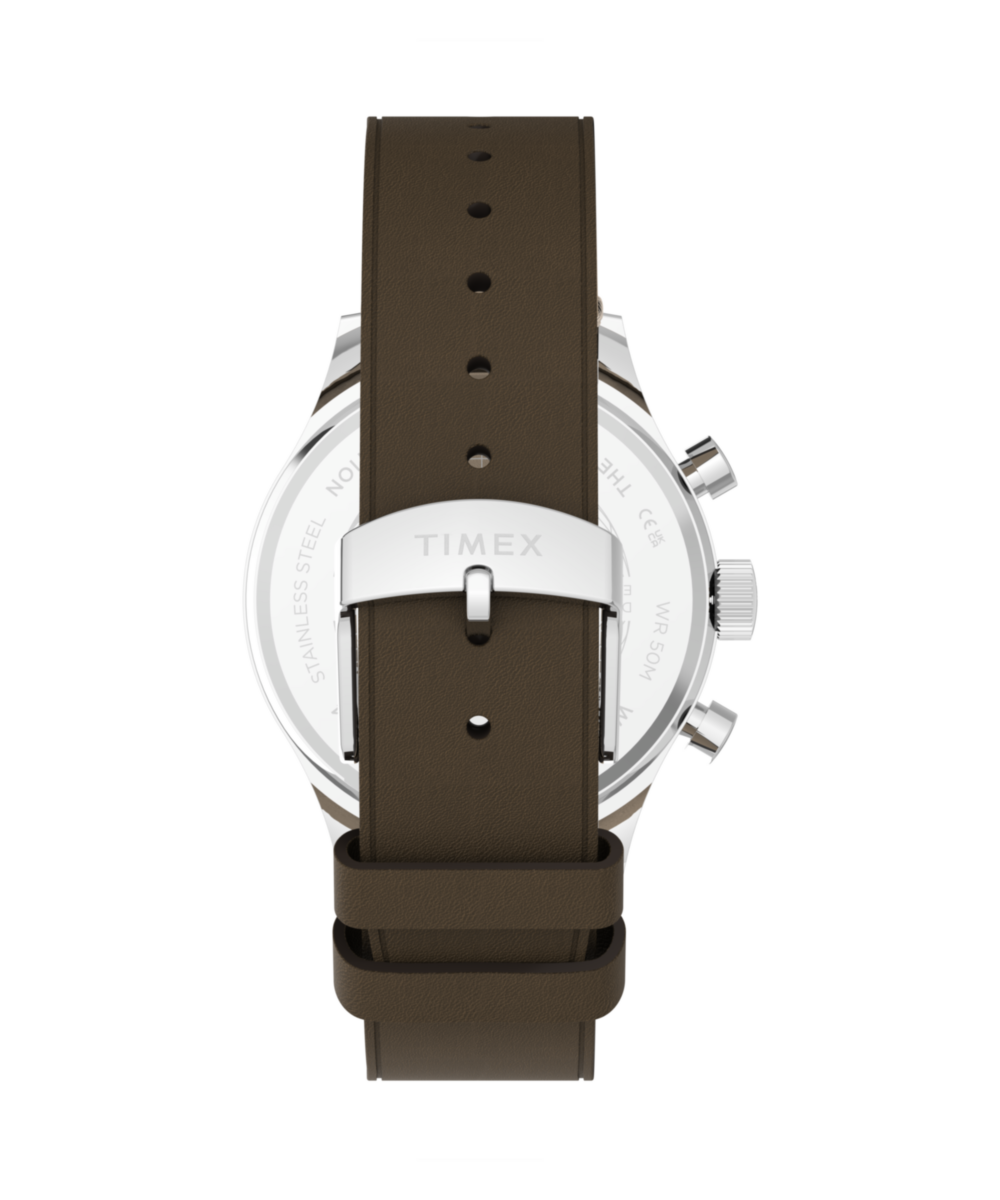 Timex Weekender New England Chronograph Leather Strap Watch Black Dial