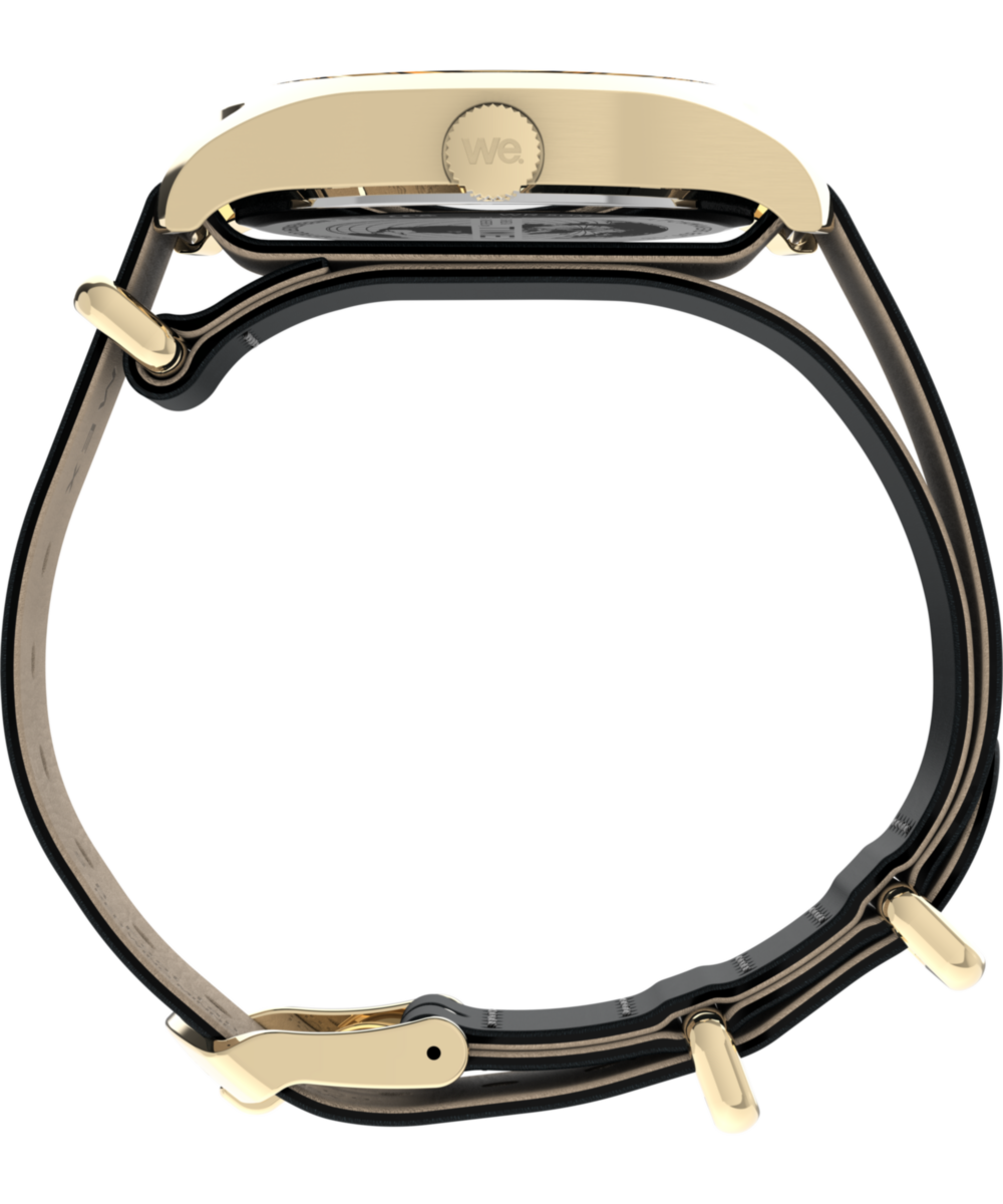 Timex Weekender New England Leather Strap Watch Gold-Tone Black Strap
