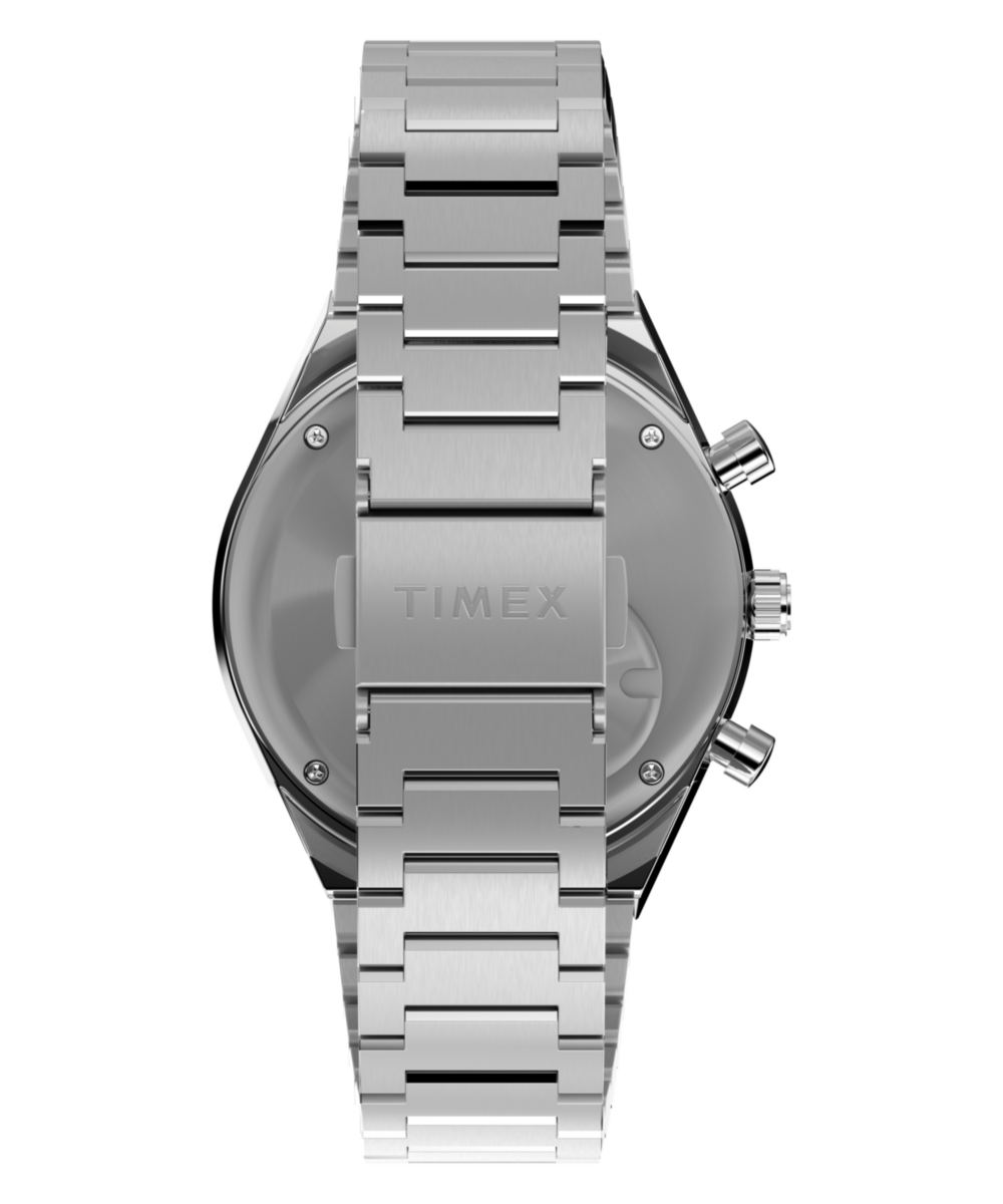 Timex Q Timex Chronograph Stainless Steel Bracelet Watch Green Dial
