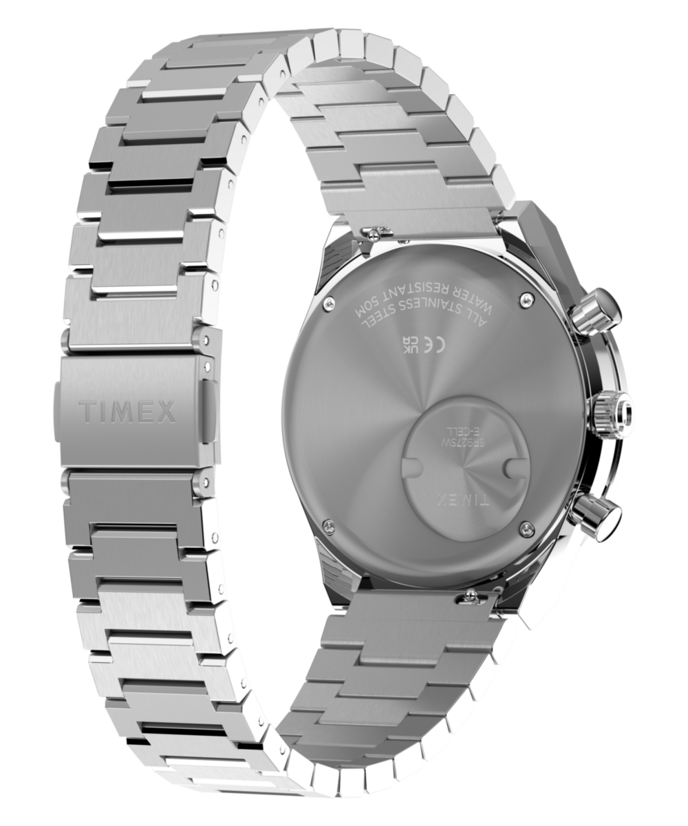 Timex Q Timex Chronograph Stainless Steel Bracelet Watch Green Dial
