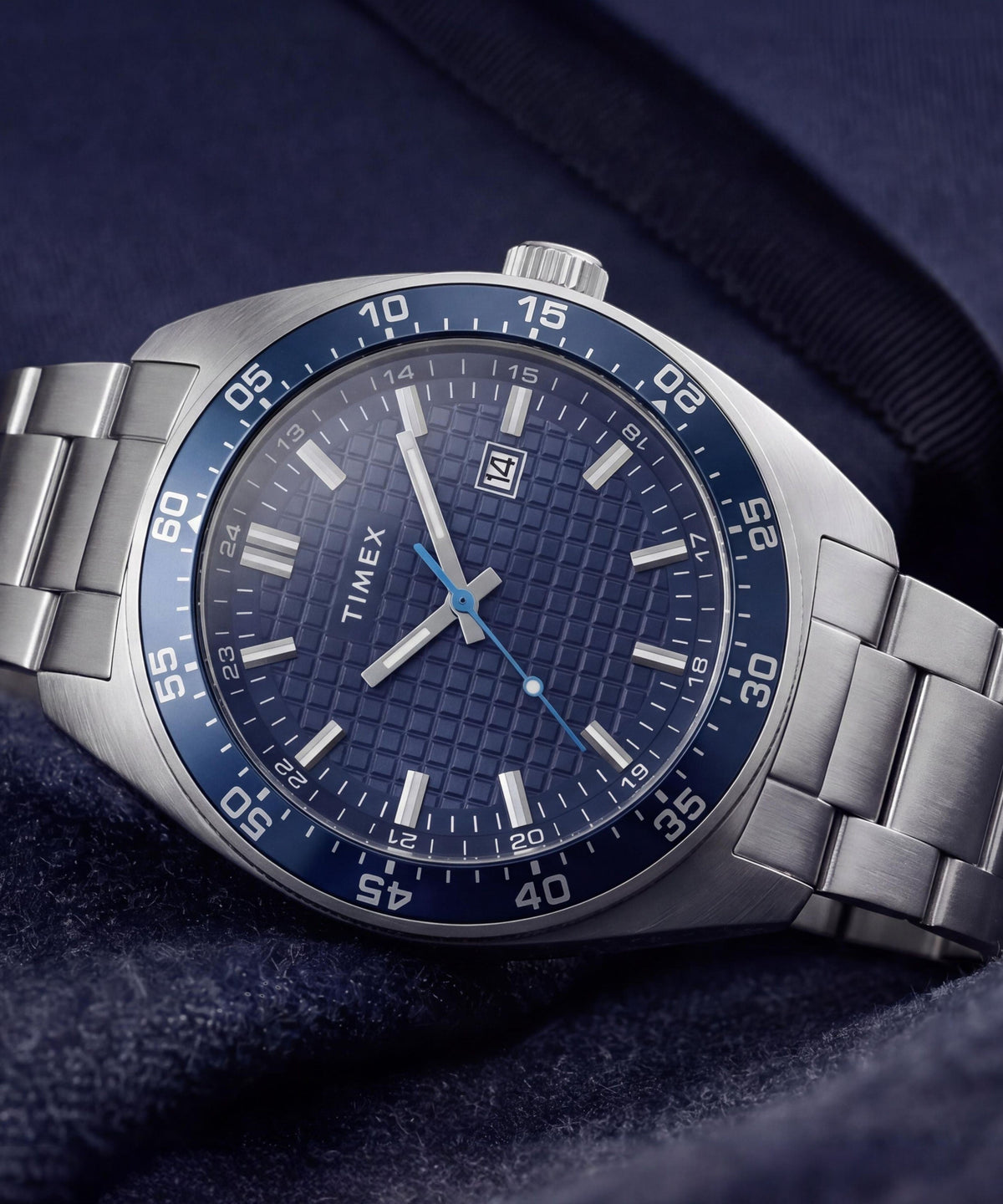 Timex Weston Stainless Steel Bracelet Watch Blue Dial