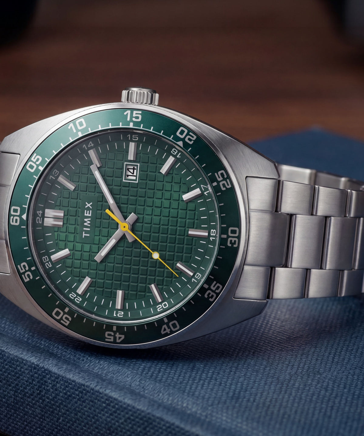 Timex Weston Stainless Steel Bracelet Watch Green Dial
