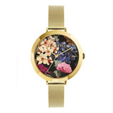 Ted Baker AMMY Yellow-Gold tone Floral Watch