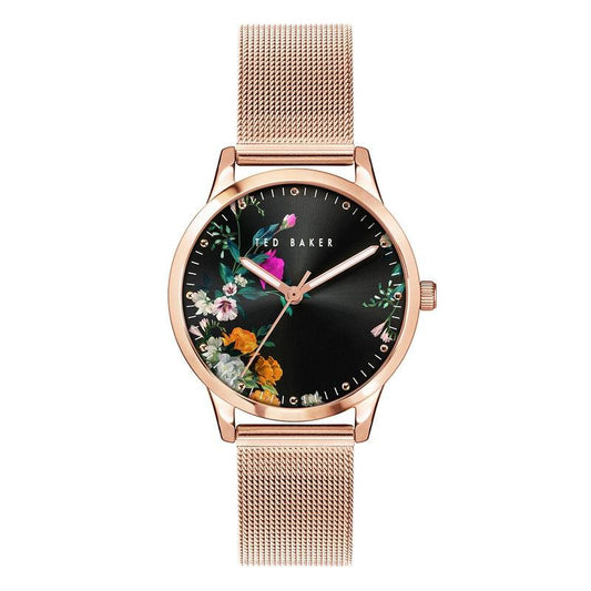 Ted Baker FITZROVIA Bloom SST Rose-Gold Tone Mesh Band Watch