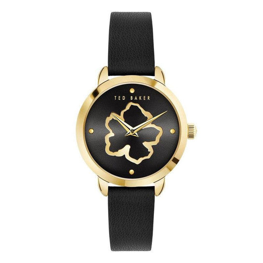 Ted Baker Fleure Ladies Gold Black Leather Strap