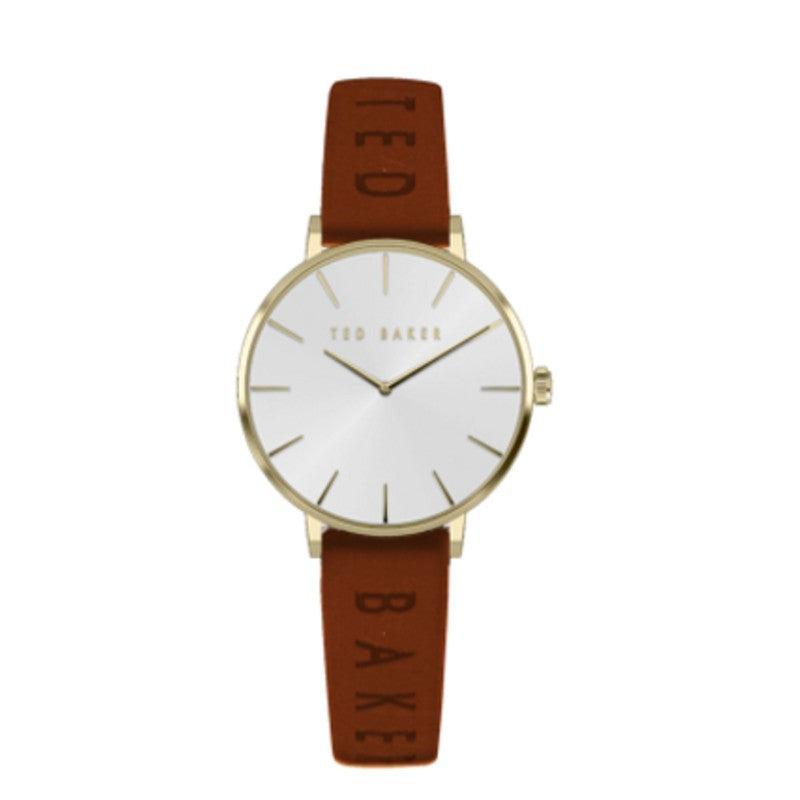 Ted Baker Gold-Tone Brown Leather Strap Watch