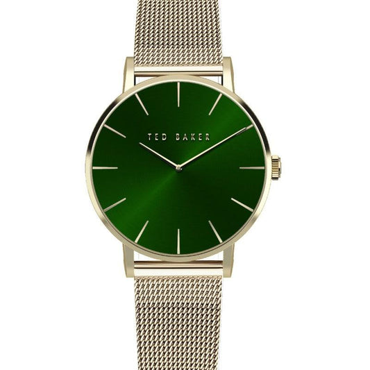 Ted Baker Ladies Gold-Tone Green Dial Mesh Strap Watch