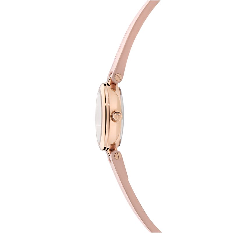 Ted Baker Ladies Rose Gold-Tone Pink Leather Strap Watch