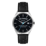 Ted Baker Leytonn Brogue Gents Stainless Steel Black Leather Strap