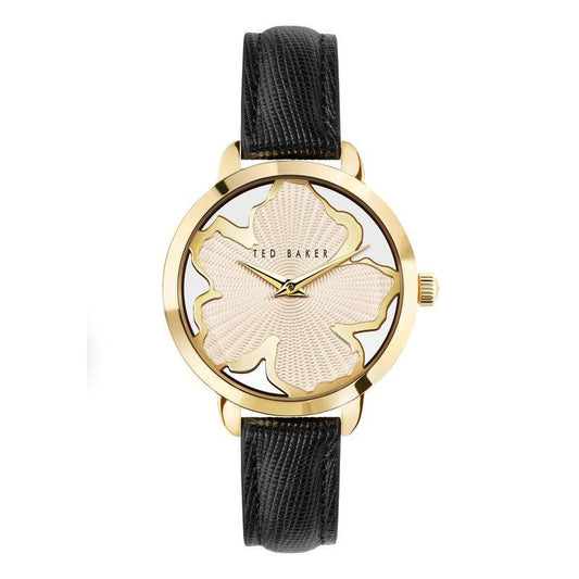 Ted Baker Lilabel Ladies Gold-Tone Black Leather Strap
