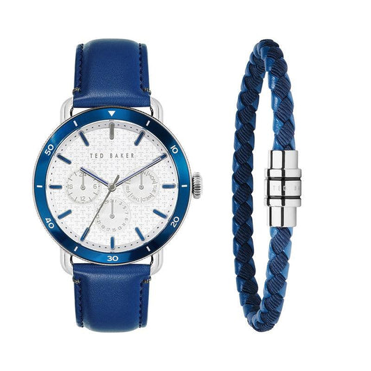Ted Baker Magarit Silver-Tone Blue Leather Strap Watch
