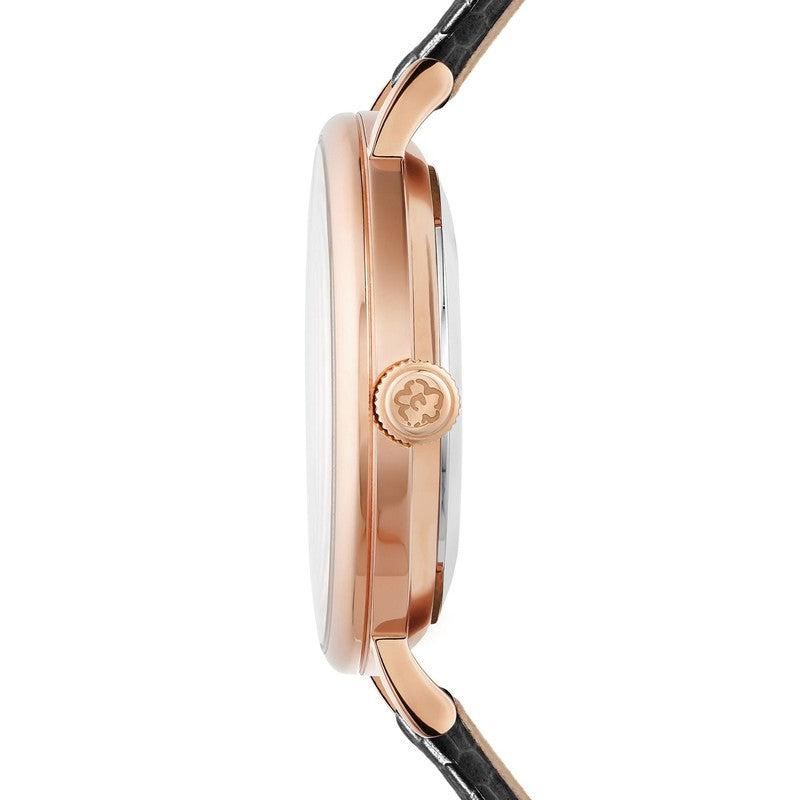 Ted Baker Phylipa Bow Ladies Rose Gold Black Leather Strap