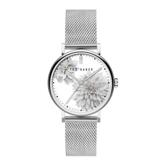 Ted Baker Phylipa Peonia Silver-Tone Mesh Band Watch