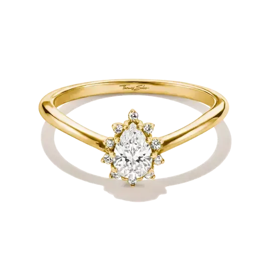 Thomas Sabo 18k Gold Plated Teardrop Ring with White Zirconia