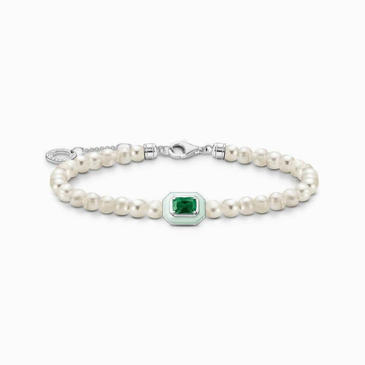 Thomas Sabo Bracelet - Green Stone - White Pearls