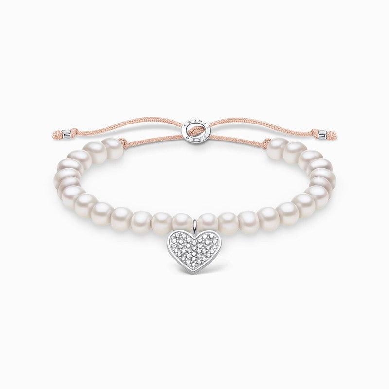 Thomas Sabo Bracelet - Heart Pave - White Pearls