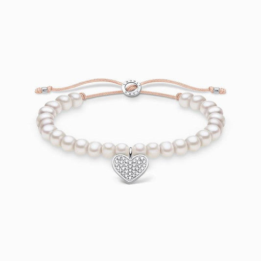 Thomas Sabo Bracelet - Heart Pave - White Pearls