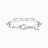 Thomas Sabo Bracelet - Silver Link with White Zirconia and Ring Clasp