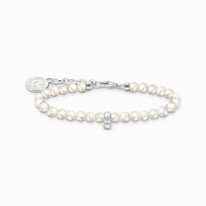 Thomas Sabo Bracelet - Silver Member Charm with White Freshwater Pearls