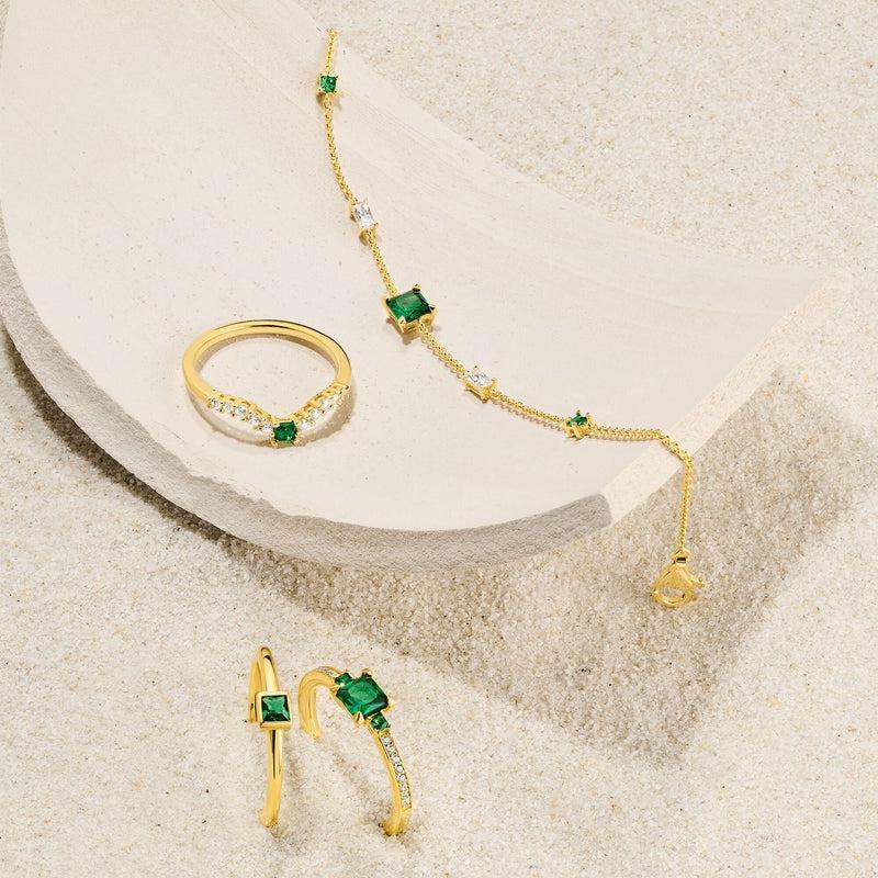 Thomas Sabo Bracelet With Green And White Stones Gold