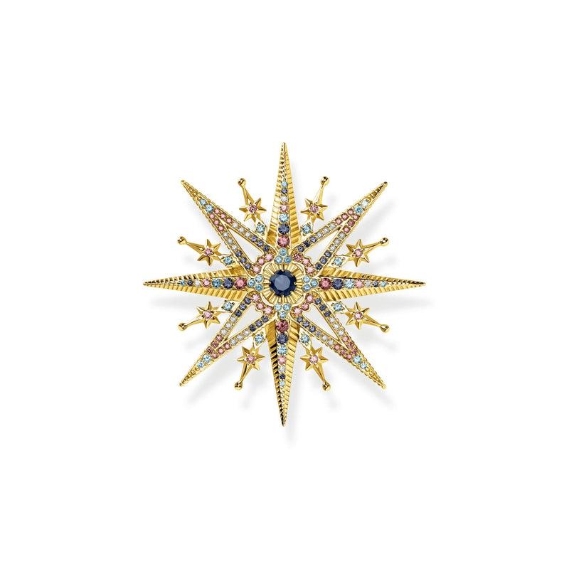 Thomas Sabo Brooch Star With Coloured Stones Gold