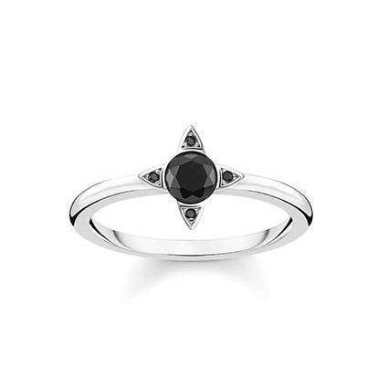 Thomas Sabo CZ Black Stone Vintage Star Ring