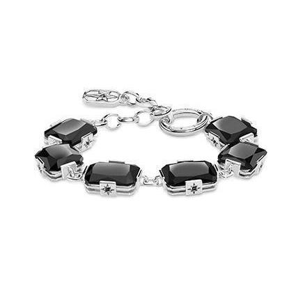 Thomas Sabo CZ Black Stones Large Silver Bracelet